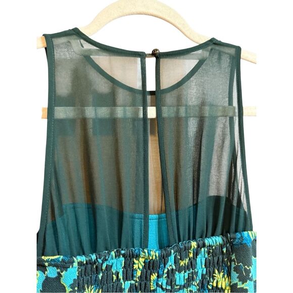 NEW Anthropologie Maeve Mesh Halter Midi Dress Sz Small Turquoise Floral - Picture 11 of 16